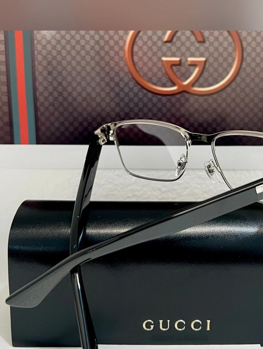 Gucci GG0750O 001 Black & Silver Eyeglasses